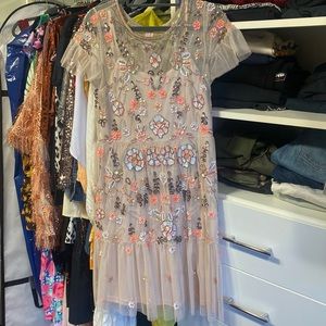 Gianni Bini Blush Pink Floral Sequins Embellished Penny Dress 8